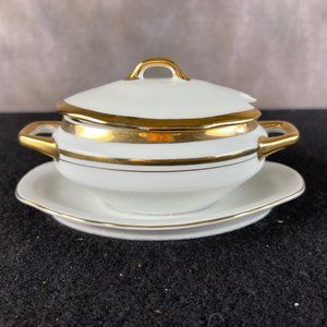 Vintage Austrian China Gold Trim No 525 Small Serving Dish With Lid